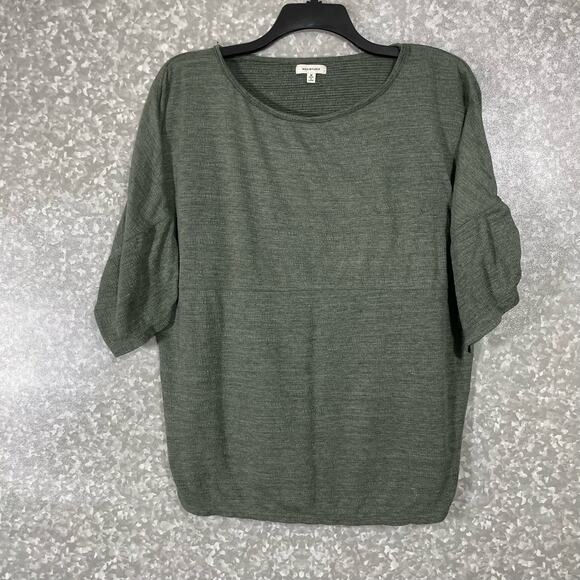 Max Studio Women's Gray Ruched Sleeve Knit Top - Size Medium - Classic Casual - Picture 1 of 6